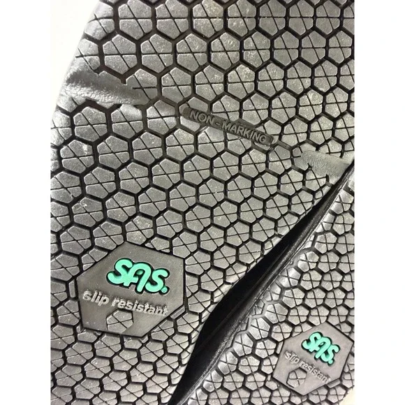 SAS Water Resistant Black Slip On Leather Grip Orthopedic Comfort Shoes Women 9M
